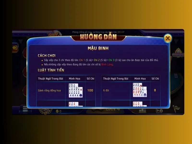 Cách tham gia game mậu bình đơn giản tại Rikvip 