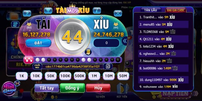 Các bước tham gia vào tài xỉu MD5 Rikvip 