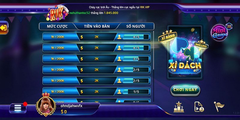 Các thông tin chi tiết nhất về game Xì dách Rikvip 