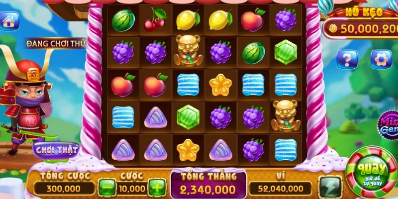 Bí kíp phá đảo các vòng quay Candy Fruit Samurai Rikvip