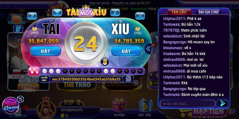 Hướng dẫn luật chơi cơ bản của tài xỉu MD5 Rikvip 