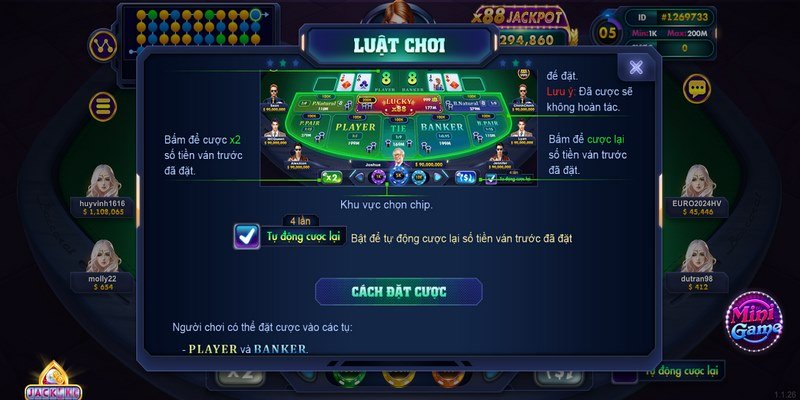 Luật chơi cụ thể nhất của game Baccarat Rikvip 